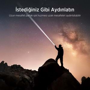 BİX BX5102FL 60W LED, Max. 3000 Lümen Parlaklık ve 1000 Metreye Kadar Uzun Menzilli, Şarj Edilebilir, LED Güç Göstergeli ve Çok Modlu Kompakt El Feneri