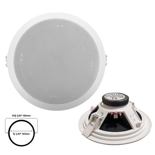 FULLY K-1421H Alçıpan Tavan Hoparlör 16cm 10 Watt Beyaz