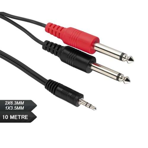 KABLO ANFİ PC MONO 6,3MM ERKEK 3,5MM ERKEK STEREO 10MT