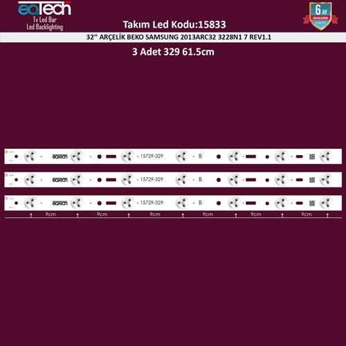 MBLED (3XPCB) 32 İnç Arçelik Beko Samsung 2013Arc32 3228N1-7 Rev1,1 140509 B32Lb5533 G32L5521 A32Lb5433
