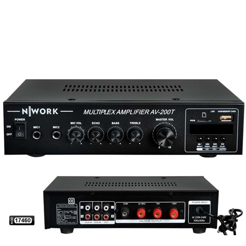 NWORK AV-200T Anfi 80 Watt 220V Trafolu Bluetooth Usb Sd