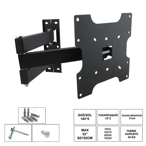 UFİX-32KH Lcd Askı Aparatı Hareketli 3 Kol 32 İnç 82cm