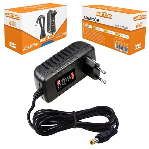 WATTBOX Adaptör 12 Volt 3 Amper 5,5x2,5mm
