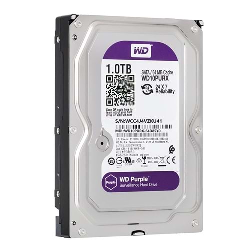 GÜVENLİK HARDDİSK 1TB 7/24 5400RPM SATA3 64MB WESTERN DIGITAL PURPLE