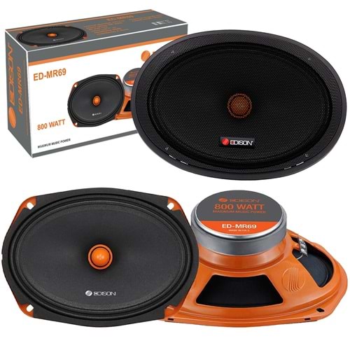 EDISON ED-MR69 Oto Midrange Oval 6X9 İnç 800 Watt Kapaklı 2 Adet