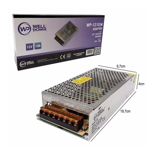 WELLPOWER WP-1210M Metal Kasa Adaptör 12 Volt 10 Amper