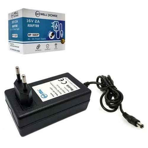 SANTRAL ADAPTÖR 16V 2A 5,5X2,5MM WELLPOWER WP-1602P