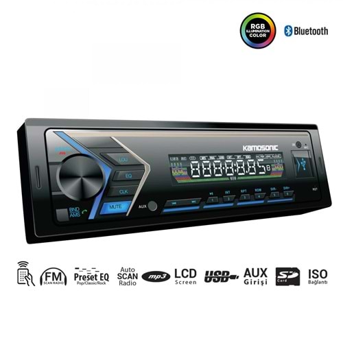 KAMOSONIC KS-MX650 Oto Teyp 4X50 Watt Bluetooth