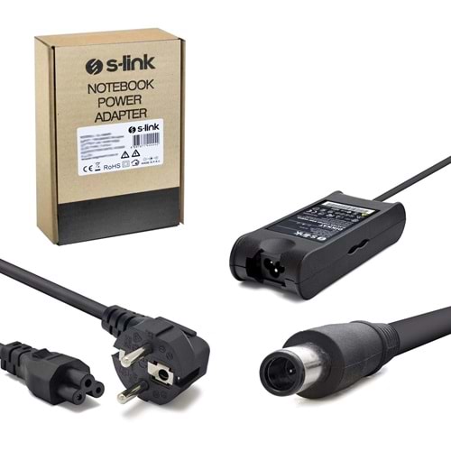 NOTEBOOK ADAPTÖR 19,5V 4,62A 7,4X5,0MM DELL İNSPİRON ORTASI İĞNELİ S-LİNK SL-NBA55