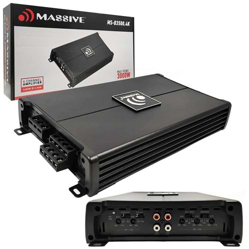 MASSIVE MS-B3500,4K Oto Anfi Stereo 3000 Watt 4 Kanal