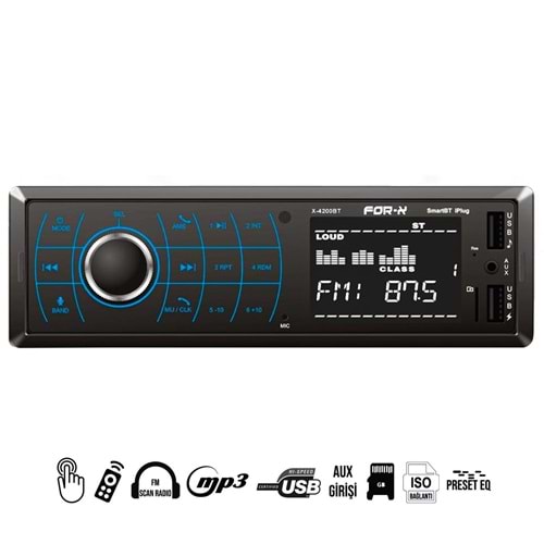 OTO TEYP 4X50W BT/2XUSB/SD/FM/AUX LCD DOKUNMATİK EKRAN FOR-X X-4200BT