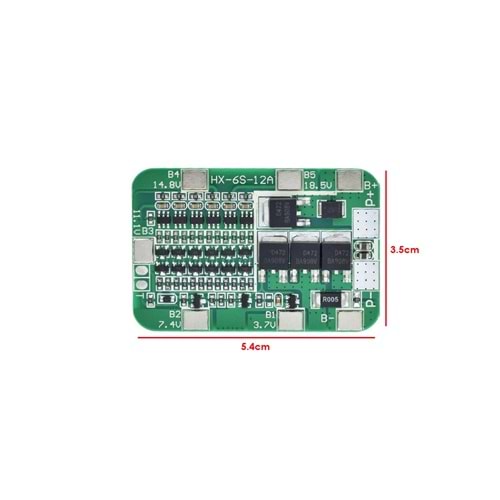 PİL ŞARJ KORUMA KARTI BMS 18650 LİTYUM 12A 22,2V HX-6S
