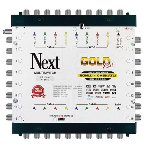 UYDU SANTRAL 10/16 SONLU KASKATLI MULTISWITCH HİBRİT (ADAPTÖR DAHİL) NEXT