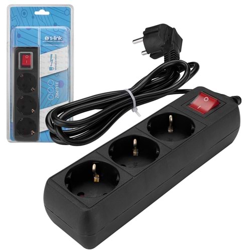 S-LİNK SPG8-3-30 3Lü Akım Korumalı Priz 3 Metre Anahtarlı 150 Joule