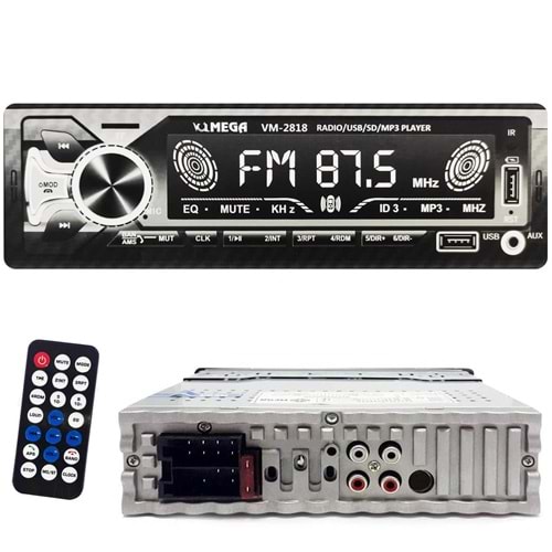 MEGA VM-2818 Oto Teyp 4X60 Watt Bluetooth Büyük Ekran