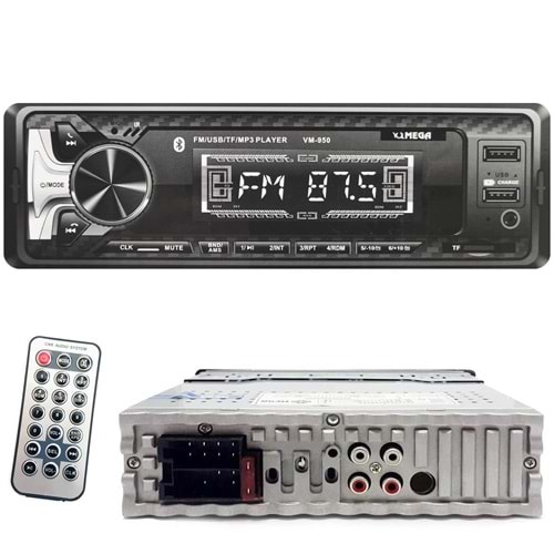 MEGA VM-950 Oto Teyp 4X60 Watt Bluetooth 2xUsb Sd Fm Aux