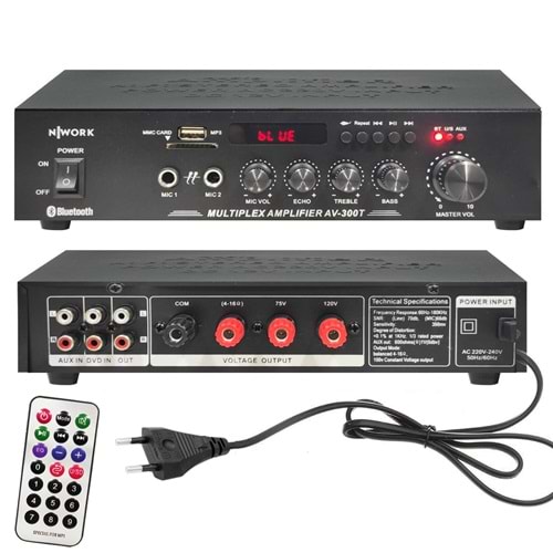 NWORK AV-300T Anfi 150 Watt 220V Trafolu Dijital Bluetooth Usb Sd