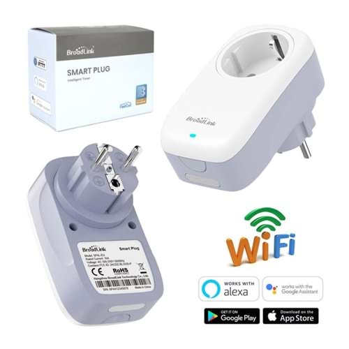 AKILLI WIFI PRİZ 16A 2,4GHZ ALEXA GOOGLE ASSISTANT DESTEKLİ BROADLINK SP4L-EU