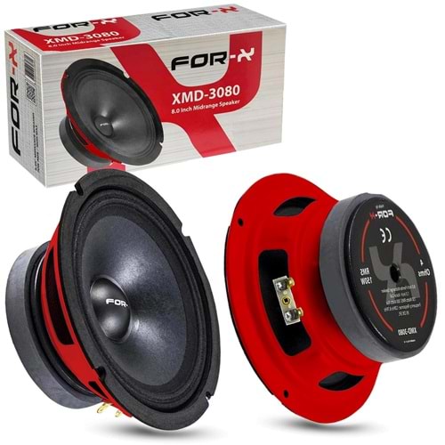 FOR-X XMD-3080 Oto Midrange 20cm 300 Watt Kırmızı 2 Adet