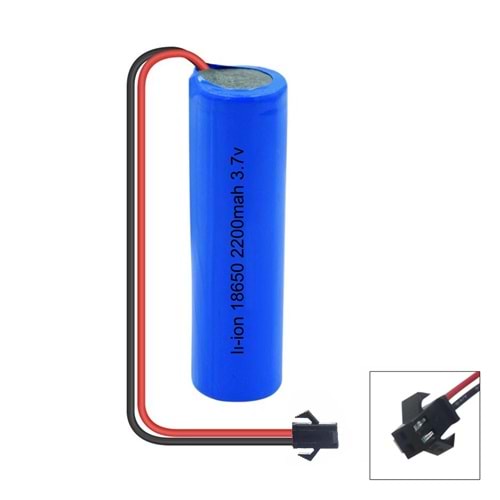ŞARJLI PİL SOKETLİ 3,7V 2200MAH 18650 Lİ-İON SİYAH UÇ EFCELL