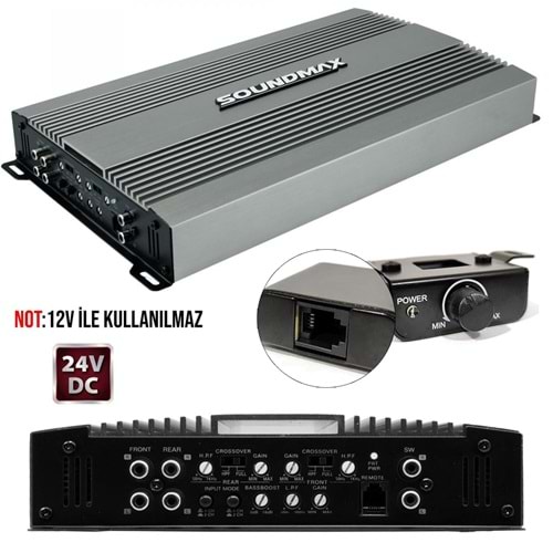 SOUNDMAX SX-5024.5 Oto Anfi Stereo 24V 5500 Watt 5 Kanal Bass Kontrol