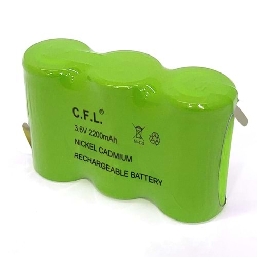 ŞARJLI SÜPÜRGE PİLİ ÜÇLÜ 3,6V 2200MAH YAN NI-CD CFL