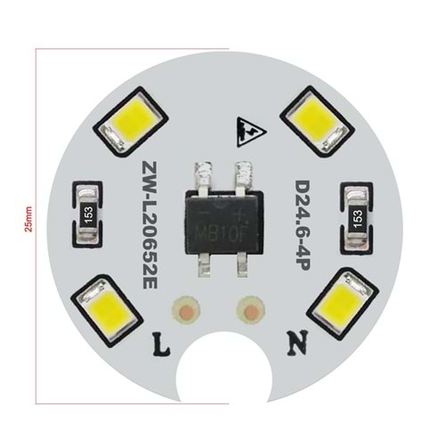 LED PCB SMD 220V 1W BEYAZ
