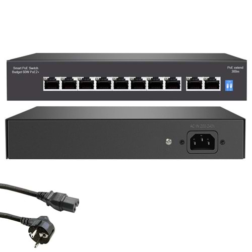 HRZ HR-PS8P2U POE SWİTCH 8 PORT+2 UPLİNK 10/100 MBPS