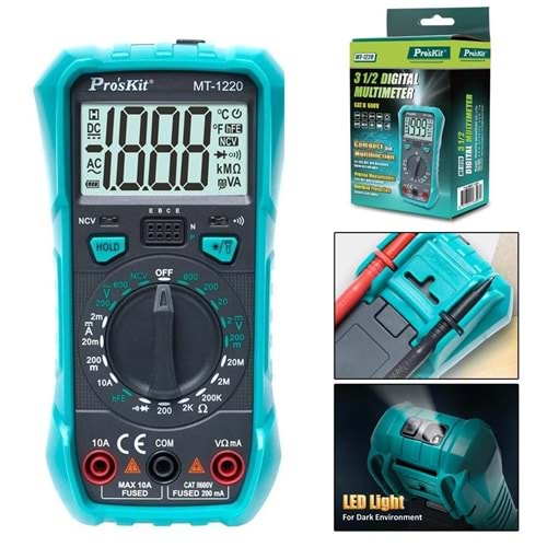 PROSKİT MT-1220 Multimetre Ölçü Aleti Dijital