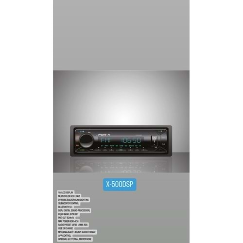 OTO TEYP 4X60W BT/2XUSB/SD/FM/AUX MOBİL APLİKASYON FOR-X X-500DSP