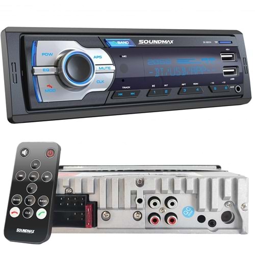SOUNDMAX SX-MX5H Oto Teyp 4X50 Watt Bluetooth Mobil Aplikasyon 2xUsb Sd Fm Aux