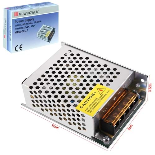 MRW-60-12 Metal Kasa Adaptör 12 Volt 5 Amper