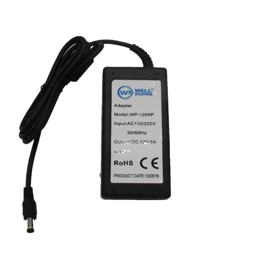 WELLPOWER WP-1205P EKO 12 VOLT 5 AMPER PLASTİK KASA 5,5X2,5 MM