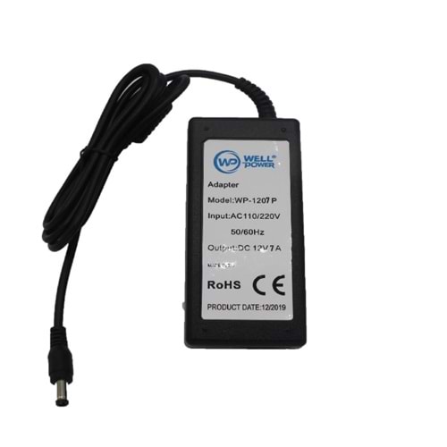 WELLPOWER WP-1207P EKO 12 VOLT 7 AMPER PLASTİK KASA 5,5X2,5 MM