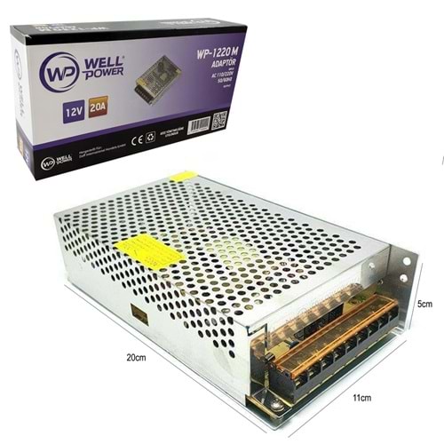WELLPOWER WP-1220M EKO 12 VOLT 20 AMPER METAL KASA ADAPTÖR