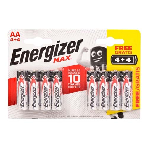 ENERGIZER AA-LR6 MAX ALKALİN 4+4 ADET KALEM PİL