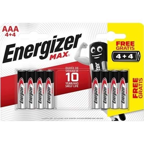 ENERGIZER AAA-LR03 MAX ALKALİN 4+4 ADET İNCE KALEM PİL