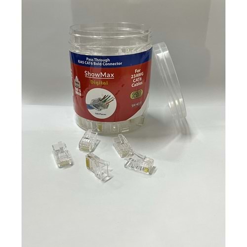SHOWMAX SH-4311 RJ45 CAT6 JAK EZ45 YENİ NESİL KAPAKLI KUTU (100 AD)