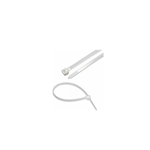 KST 25CM 3,6MM KABLO BAĞI PLASTİK CIRT KELEPÇE BEYAZ (100LÜ PAKET )