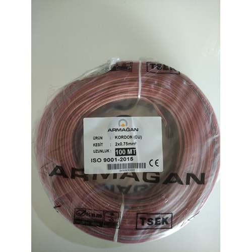 ARMAĞAN HOPARLÖR KABLOSU 2X0,75 100 MT ŞEFFAF BAKIR ( CU )