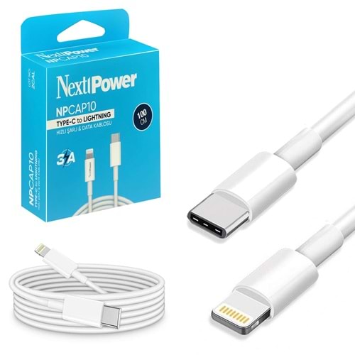NEXTPOWER NPCAP10 TYPE-C TO LIGHTENING HIZLI ŞARJ & DATA KABLOSU 100 CM