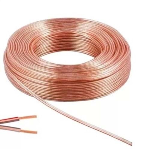 ARMAĞAN HOPARLÖR KABLOSU 2X1,50 100 MT ŞEFFAF BAKIR ( CU )