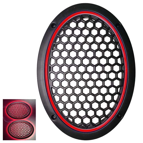 OEM OVAL HOPARLÖR KAPAĞI KIRMIZI NEON LEDLİ (2 ADET)