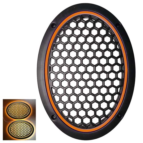 OEM OVAL HOPARLÖR KAPAĞI AMBER NEON LEDLİ (2 ADET)