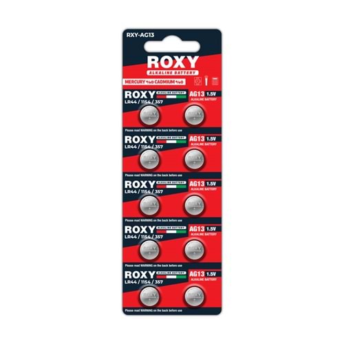 ROXY 1,5V DÜĞME ALKALİN PİL AG13 LR44/1154/357 10'LU PAKET SKT 2029