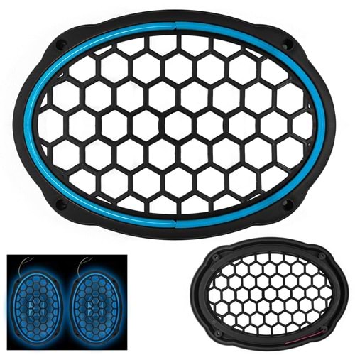 OEM OVAL HOPARLÖR KAPAĞI BUZ MAVİSİ NEON LEDLİ (2 ADET)