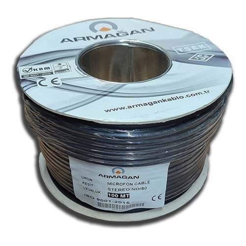 ARMAĞAN STEREO MİKROFON KABLOSU %100 BAKIR 100MT SİYAH