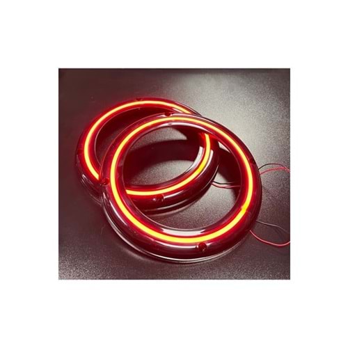 OEM (ORTASI BOŞ) 20CM HOPARLÖR KAPAĞI KIRMIZI NEON LEDLİ (2 ADET)