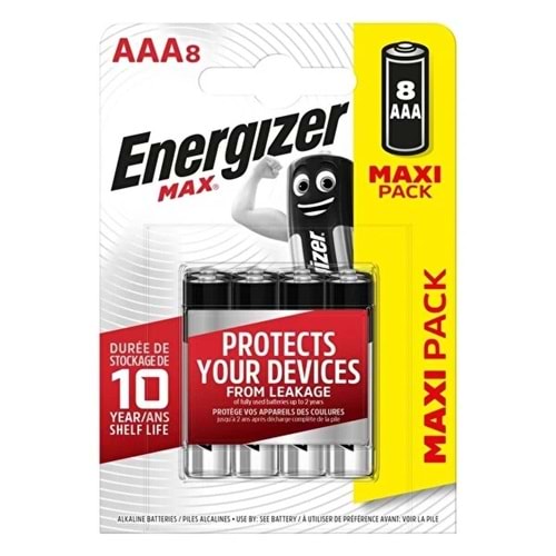 ENERGIZER LR03 1,5V AAA İNCE KALEM 8'Lİ PAKET ALKALİN PİL