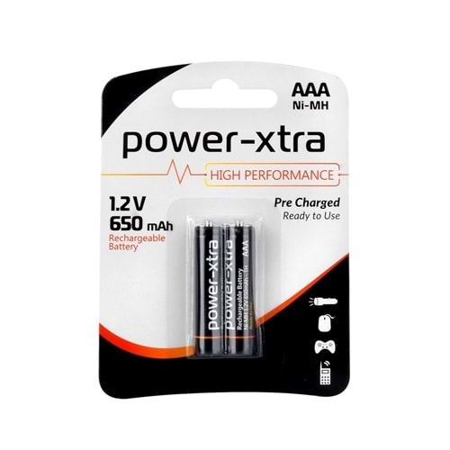 Power-Xtra 1,2V 650 Mah AAA Size 2li Blist Kullanıma Hazır Şarjlı Pil